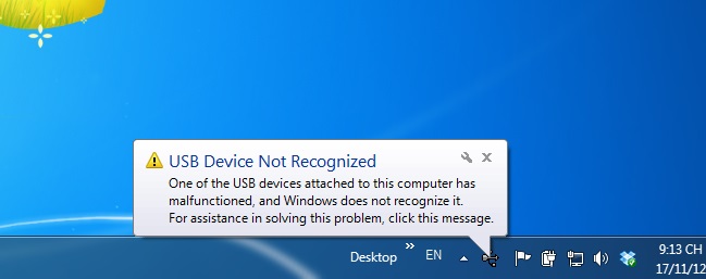 Thiếu kí hiệu USB trên máy tính